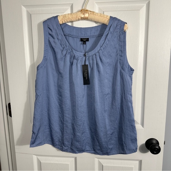 NEW with tags, Talbots Woman size X blue fancy tank, flowy, pleated, loose - Picture 1 of 10